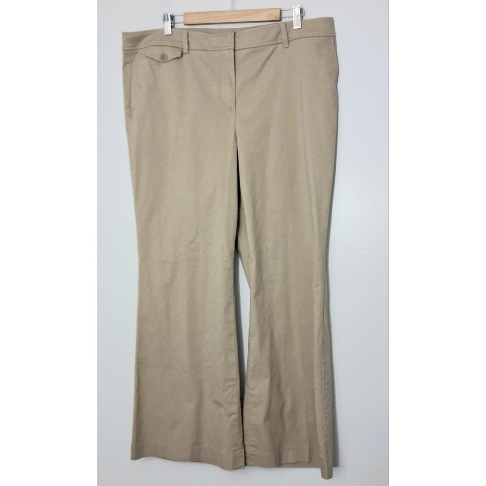 Talbots Pants Women's Size 18 Flare Beige Pockets Business Casual Zip Pre-owned